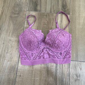 Victoria's Secret Bra Womens 32DD Pink Very Sexy Lined Plunge Underwire Lace
